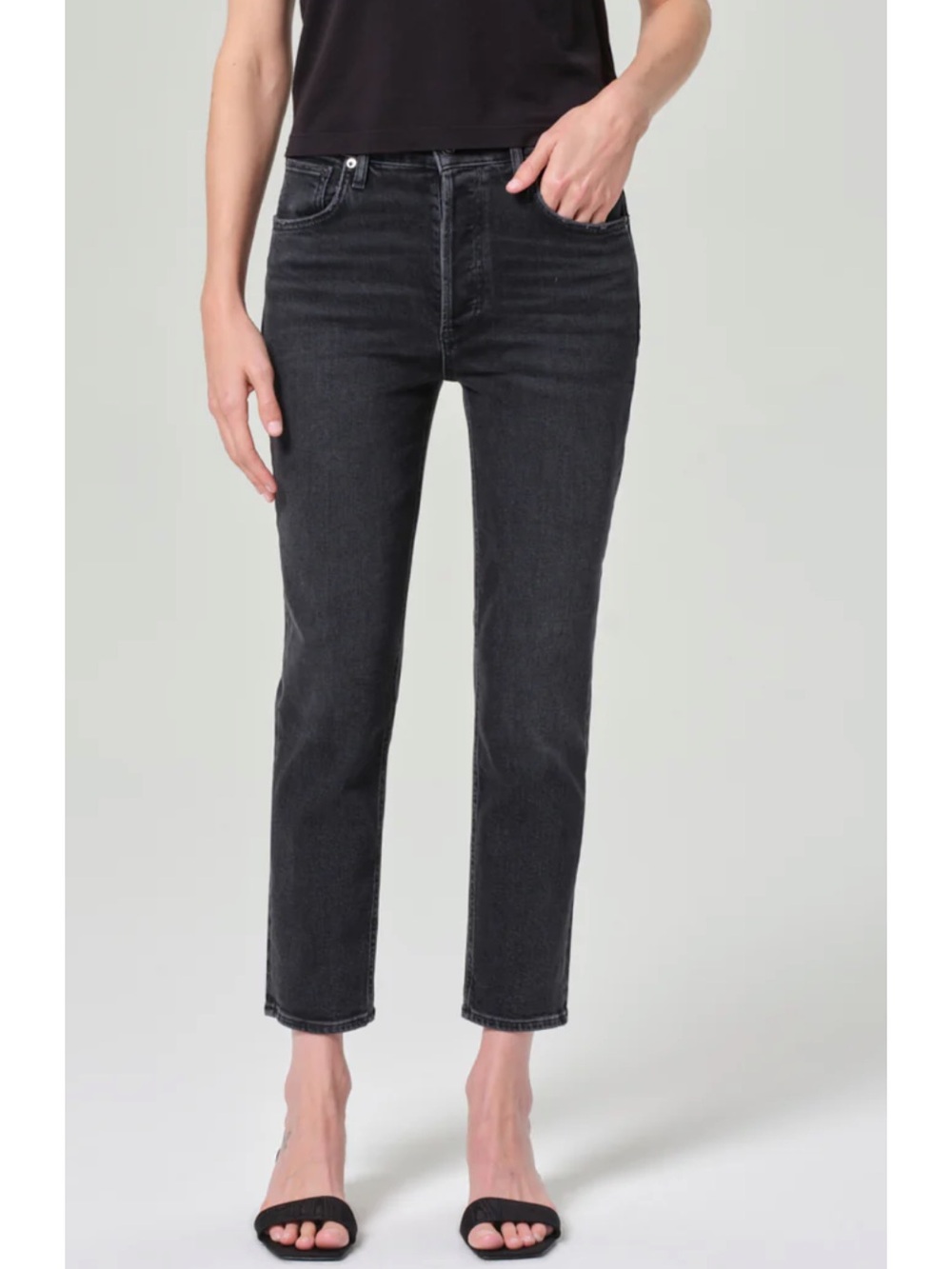 AGOLDE Riley Crop High Rise Straight Jeans in Panoramic Size 27